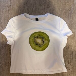 White T-Shirt with Kiwi Print